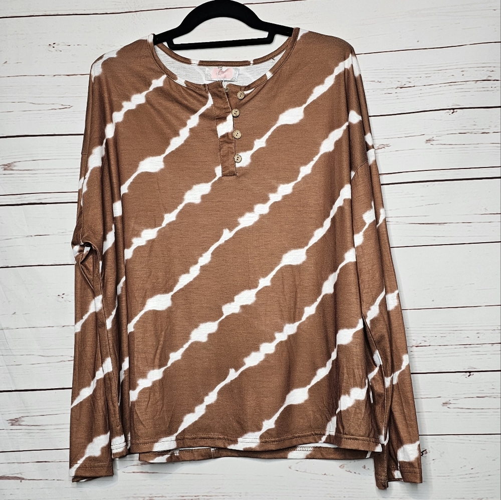 C+D+M Tie Dye Long Sleeve Henley Tee